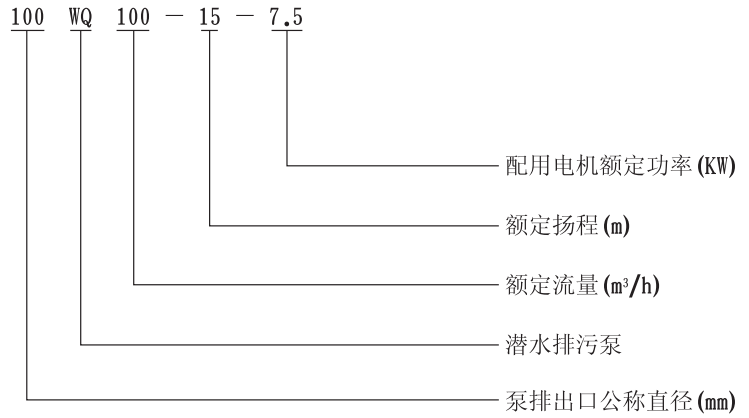 QW（WQ)潛水式無堵塞红杏污视频免费下载型號意義